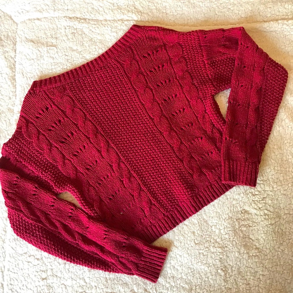 Cropped Abercrombie cable knit sweater - Picture 2 of 4